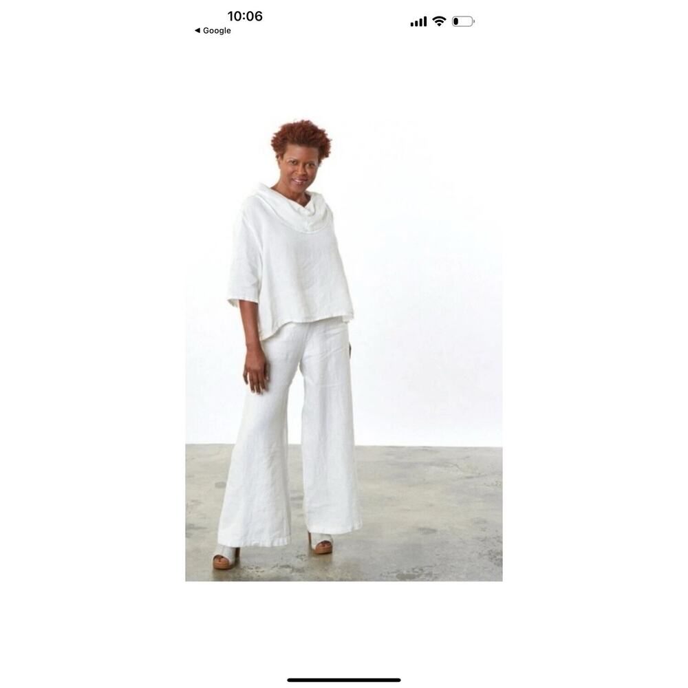 Bryn Walker White 100% Linen Osca Pant Women's NWT $150 Made in USA Size Large